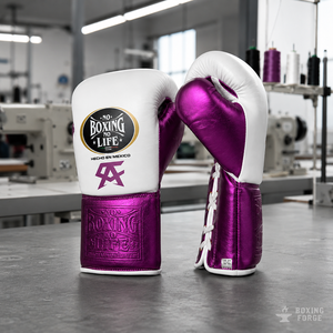 No Boxing No Life <b>Purple</b> <b>Cow</b> Hide Leather Training Boxing Gloves 8oz-12oz Laced Wrist Custom Logo for Everyone - Product Image 6