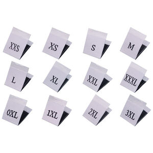 Étiquettes de taille pour vêtements, noires et blanches, carrées, cousues, lavables, à bords coupés à chaud, pour vêtements, motif rectangulaire - Product Image 2