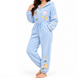 Combinaison en polaire pour femme, tenue confortable en une seule pièce pour l'hiver - Product Image 1