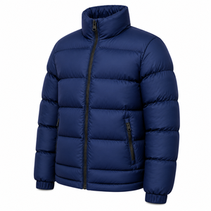 Custom Solid Color <b>Men</b> Puffer <b>Jacket</b> Warm Windproof Stand Collar Winter Coat Down Alternative Padding Bubble Outerwear Item Shop - Product Image 4