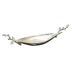 Plateau de service alimentaire rond au design moderne, plateau en métal argenté de haute qualité avec poignée à accents papillon pour les fournisseurs en gros - Product Image 4