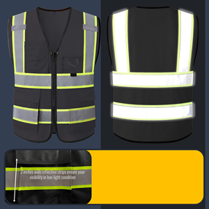 Chaleco de seguridad de grado industrial con tiras reflectantes de alta visibilidad, ropa duradera para obras de construcción, para topógrafos e ingenieros de campo - Product Image 6