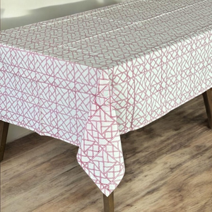 Pattern <b>Tablecloth</b> White with Pink Lattice Design Modern Dining Table Cover <b>Rectangle</b> <b>Tablecloth</b> Table Cover Linen Set - Product Image 3