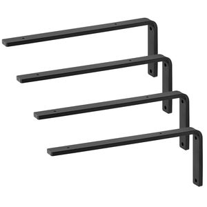 Soportes de estantería flotante de alta resistencia en negro mate de 16 x 6, juego de 4 piezas, soportes de estantería en forma de L para estanterías de 10 mm de grosor, conectores, soportes de estantería - Product Image 1