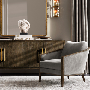 Luxury Modern <b>Sideboard</b> Solid Teak Four Door Cabinet Spacious Interior Shelves Slim Tapered <b>Legs</b> and Elegant Black Finish - Product Image 6