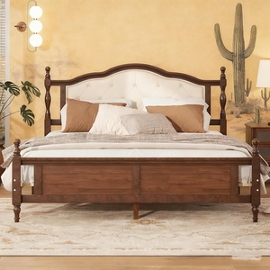 Lit King-Size en Bois de Teck Massif, Design Moderne et Classique, Confort Optimal, Qualité Supérieure, pour Chambre d'Hôtel, Écologique - Product Image 3