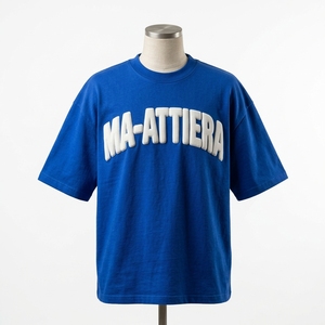 Men's T Shirt Royal Blue Raised Text Print Crew Neck Short Sleeve Oversized Fit Casual Streetwear <b>Tshirt</b> - Product Image 3