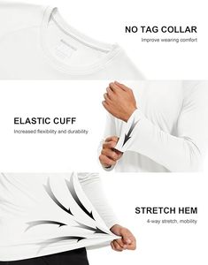 <b>Men's</b> White Full Sleeve Rash Guard 100% Polyester Quick Dry <b>Compression</b> <b>Shirt</b> <b>for</b> MMA Grappling UPF50+ - Product Image 5