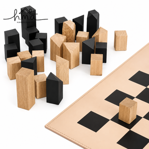 Black And Natural Wooden <b>Chess</b> <b>Set</b> Square Block <b>Board</b> Cylindrical Abstract <b>Chess</b> Pieces Modern Strategy Table Game - Product Image 6
