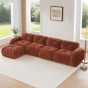 Divano Componibile per Soggiorno in Velluto Morbido, Design a L con Spugna ad Alta Densità 32D, Antiscivolo ed Ergonomico - Product Image 1
