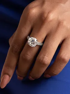 Bague en or 18 carats plaqué or avec diamant de laboratoire certifié IGI, taille brillant, diamant synthétique, bijoux de luxe pour femme, mariage, anniversaire - Product Image 1