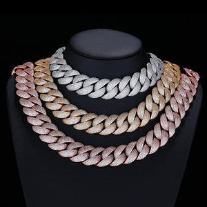 Collar de eslabones cubanos de moissanita y diamante, cadena de plata 925 con incrustaciones, joyería de lujo estilo hip hop para hombre y mujer, regalo - Product Image 1