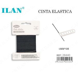 Nastro Elastico Ilan 1mm x 5m Nero per Cucito e Artigianato - Product Image 1