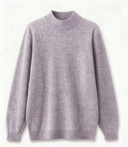 Trendy Women <b>Mock</b> <b>Neck</b> Sweatshirt Washed Cotton Oversized Casual <b>Top</b> Private Label Supplier - Product Image 1