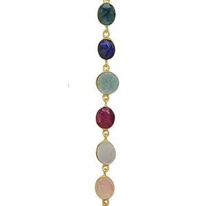 <b>Gold</b> Plated Brass <b>Beaded</b> <b>Bracelet</b> with Quartz and Freshwater Pearl Bezel Setting Geometric Bohemia Style Unisex Gift Jewelry - Product Image 2