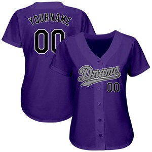 Camiseta de Softbol Personalizada para Mujer en Morado, Negro y Gris, Transpirable, Absorbente de Humedad, Ropa Deportiva Profesional para Equipos, Uniformes de Juego al por Mayor - Product Image 1