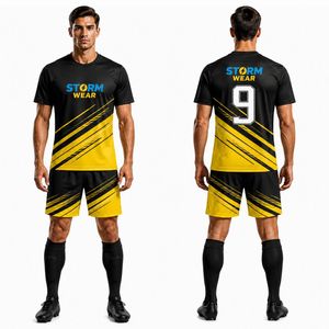 Sublimation 100% Polyester Soccer Suit Jerseys Set Custom Logo Thai Football Players Club T-Shirt Unisex OEM Service Soccer Wear - Product Image 4