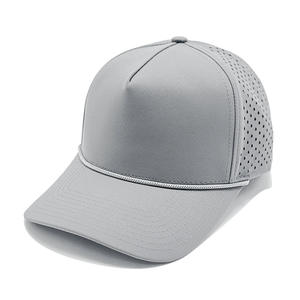 Gorra de béisbol estructurada de 5 paneles con cuerda, perforaciones láser y malla transpirable en la parte trasera, estilo snapback, para equipos deportivos, golf y tenis. - Product Image 4