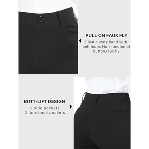Pantalon de travail extensible coupe bootcut pour femme avec poches, pantalon de travail à enfiler pour le bureau et les occasions décontractées professionnelles - Product Image 4