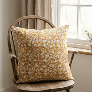 Housse de coussin carrée 20x20 en coton imprimé à la main motif feuille botanique, aspect rustique, inspiration naturelle, pour décoration de chaise - Product Image 2