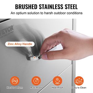 Cassetti per Isola Cucina da Esterno 17.8L x 20.2A x 12.2P Pollici, Cassetti Doppi per BBQ a Incasso con Maniglia in Acciaio Inox, Carrello BBQ - Product Image 4