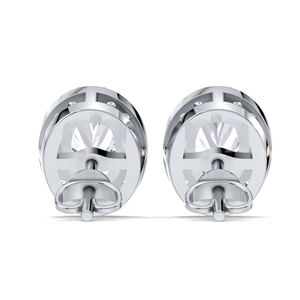 Boucles d'oreilles clous ovales en diamant de laboratoire certifié IGI, en argent sterling 925 massif, avec halo de diamants taille ovale - Product Image 3