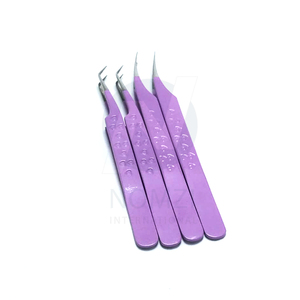 Prix de gros NOMZI INTERNATIONAL Pince à épiler professionnelle de haute qualité en acier inoxydable courbée couleur Purple Heart - Product Image 4