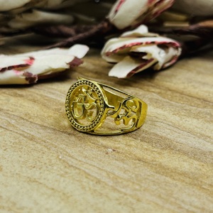 Trendy Design Om Boho Brass Wedding Jewelry Women 18k Gold Plated Religious Spiritual Yoga <b>Statement</b> <b>Ring</b> Wholesale/OEM/ODM - Product Image 3