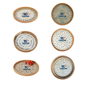 Bandejas personalizadas de ratán y nácar más vendidas para baño, bodas, comedor y presentación de postres - Product Image 2