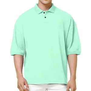 เสื้อโปโลผู้ชายสีเขียวอ่อนล้วน หลายขนาด 100% โพลีเอสเตอร์ แห้งเร็ว แขนสั้น พร้อมโลโก้ตามสั่ง - Product Image 5