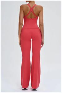 Camiseta sin mangas de punto acanalado para mujer, personalizada al por mayor, de color liso, con cuello redondo, ajustada, básica, para yoga - Product Image 5