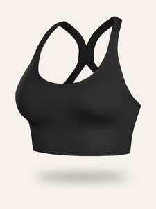 Adjustable Longline Workout Bra | Women's Seamless Knit Compression Gym Top | Wide Strap Backless Sportswear Bralette - Product Image 1