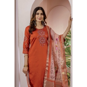 Ensemble élégant pour femmes, Kurti, pantalon et dupatta droits - Product Image 3