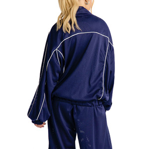 Women's Windbreaker <b>Jacket</b> and Pants Set Custom Reflective Piping Stripe Panel Tracksuit Lightweight Outdoor Activewear Hoodies - Product Image 5