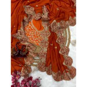 Saree de fantaisie pour femmes avec un beau travail de broderie de cordon et de séquence - Product Image 2