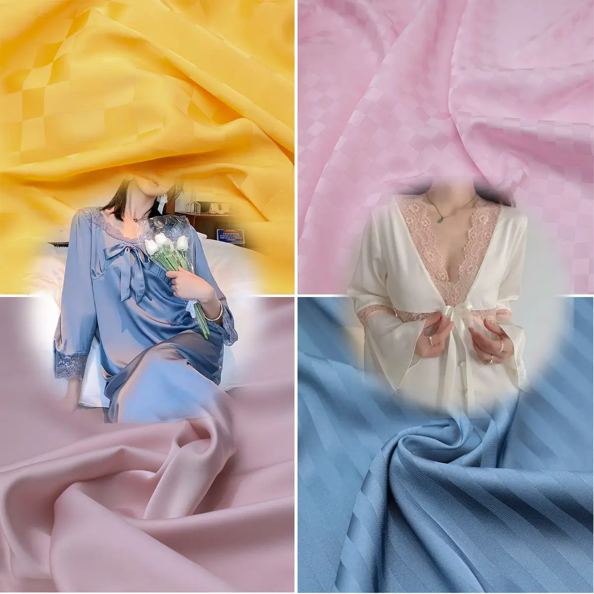 QY-Tex Solid Woven Polyester Shiny Stretch Sexy Underwear Spandex Semi Dull Matte Long Satin Nightgown Fabric Dyed for Dress