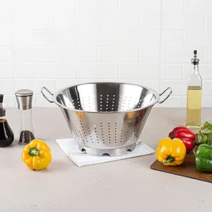 Passoire en acier inoxydable de qualité commerciale, résistante à la rouille, pour laver les fruits, les légumes, les pâtes, le riz et les aliments. - Product Image 5