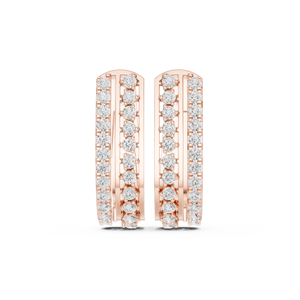 Boucles d'oreilles créoles de luxe en or rose 18 carats avec diamants ronds taille brillant sertis en canal pour femme, à porter au quotidien - Product Image 2