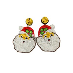 Calcetín Navideño Rojo y Blanco con Cuentas y Cristales de Estrás, Estilo Bohemia, Joyería para Mujer, por MULTI CRAFT - Product Image 4