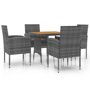 Conjunto de Comedor para Exteriores de Durabilidad Media en Ratán PE Gris, Muebles de Patio - Product Image 2