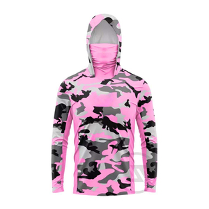 Wholesale Men's Pink Camouflage Long Sleeve Fishing Hoodie UPF 50 Anti-Uv Sun Protection Pullover Jacket - Product Image 1