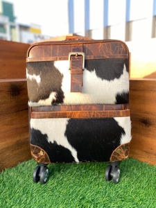 Equipaje de viaje de tendencia de alta calidad 100% carrito de cuero genuino equipaje de viaje maletas bolsas de viaje para hombres y mujeres - Product Image 4