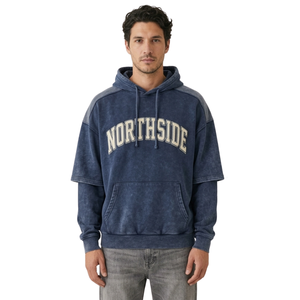 Sweat à capuche ample en molleton épais, motif charbon moucheté, délavé à l'acide, effet vieilli, pour l'hiver, le quotidien et le skate - Product Image 5
