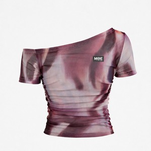 เสื้อครอปท็อปผู้หญิงแบบไหล่เดียว ทรงไม่สมมาตร ผ้าโพลีเอสเตอร์สีพื้น ย้อมสีเรียบๆ ไม่มีลาย  ลดราคาพิเศษ รับผลิตแบบ OEM - Product Image 2
