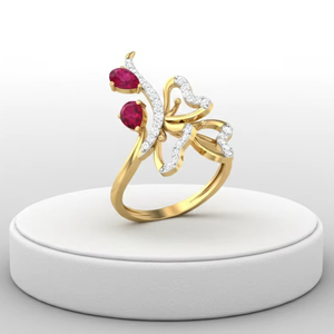 แหวนผีเสื้อทองคำหรูหราประดับเพชรธรรมชาติ รับรองโดย IGI สำหรับผู้หญิง - เครื่องประดับชั้นดี ของขวัญสำหรับงานหมั้น งานแต่งงาน และวันครบรอบ - Product Image 6