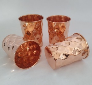 Vaso de cobre ecológico tipo cúpula, estilo vintage indio, taza de cobre martillado, utensilios de cocina tradicionales para exteriores - Product Image 3