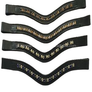 Banda de cuero para cejas con cristales de perlas, banda para cejas de caballo hecha en cuero, disponible a precio barato, banda para cejas de canal vacío - Product Image 1