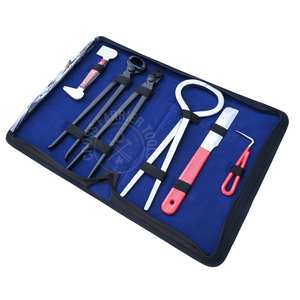 Kit d'outils de fermeur pour le soin des sabots et la détection de la douleur, comprenant Pince à sabots, Testeur de sabots, Couteau à sabots, Extracteur de clous, Polisseur et Cloueur - Product Image 1
