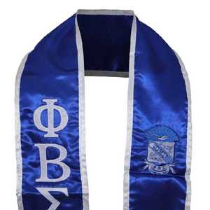 Étole de graduation Phi Beta Sigma en satin bleu roi brodée de lettres grecques, écharpe personnalisée pour fraternité, fourniture OEM en gros - Product Image 5