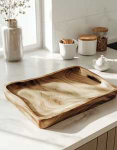 Platos de madera desechables redondos modernos de alta calidad personalizados para bodas, bandejas decorativas de la India - Product Image 6